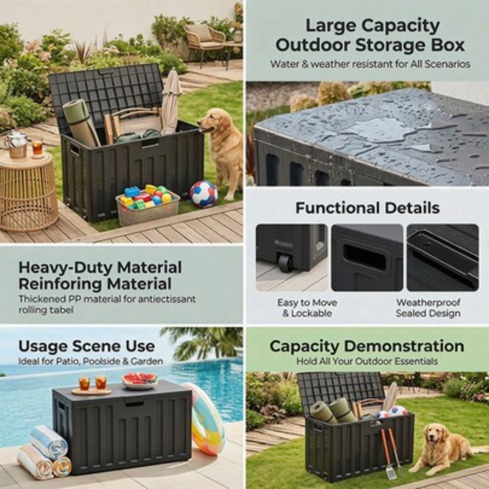 กล่องเก็บของกลางแจ้งความจุขนาด - Sports Equipment Outdoor Storage บทวิจารณ์และราคา