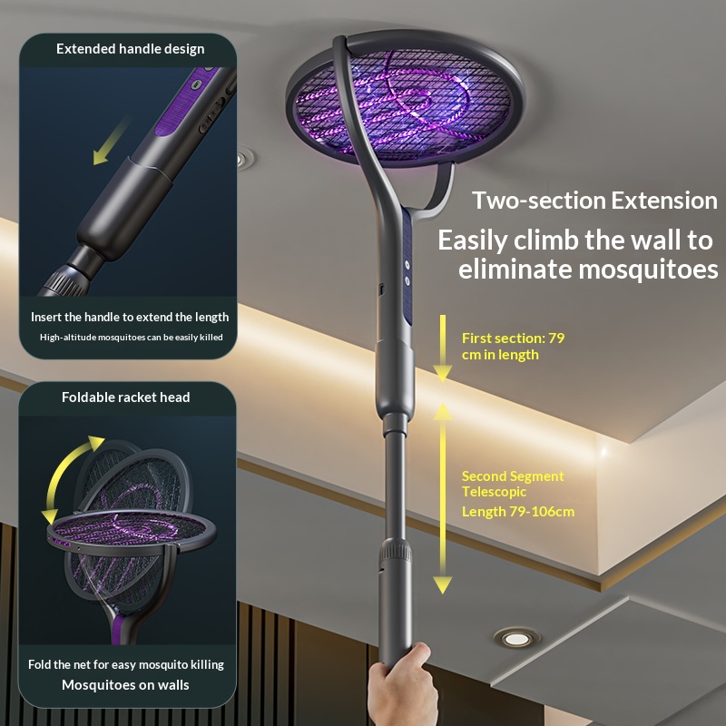 ไม้ตียุงไฟฟ้าแบบหมุนได้ ชาร์จไ - Head Racket Boom บทวิจารณ์และราคา